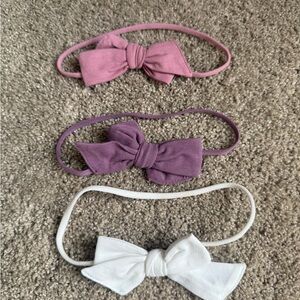 Ruffle Butts Bow Headbands - Pink, Purple & White Set